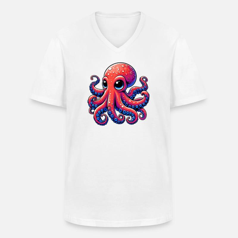Krake - Männer-T-Shirt mit V-Ausschnitt - Weiß