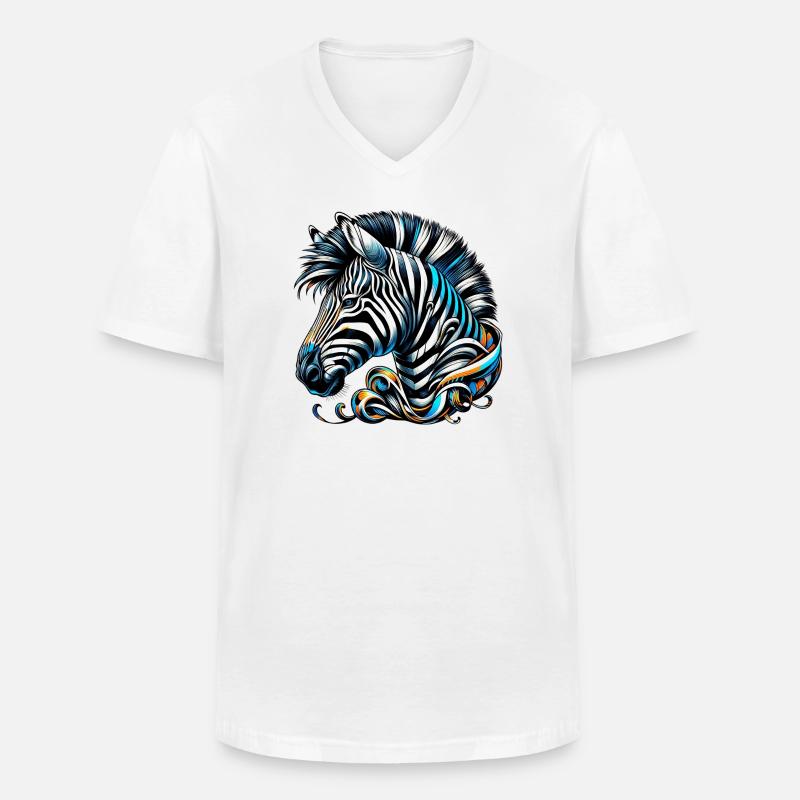 Zebra - Männer-T-Shirt mit V-Ausschnitt - Weiß