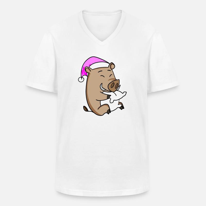 Wildschwein Müde Ausschlafen Schlafen Mädchen - Männer-T-Shirt mit V-Ausschnitt - Weiß