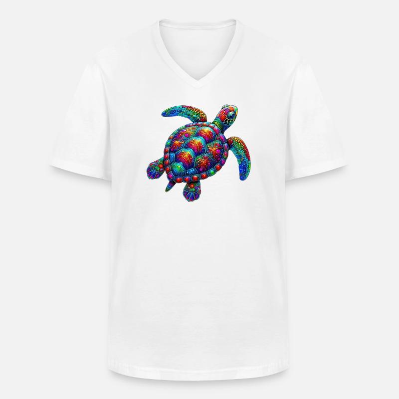 Schildkröte - Männer-T-Shirt mit V-Ausschnitt - Weiß