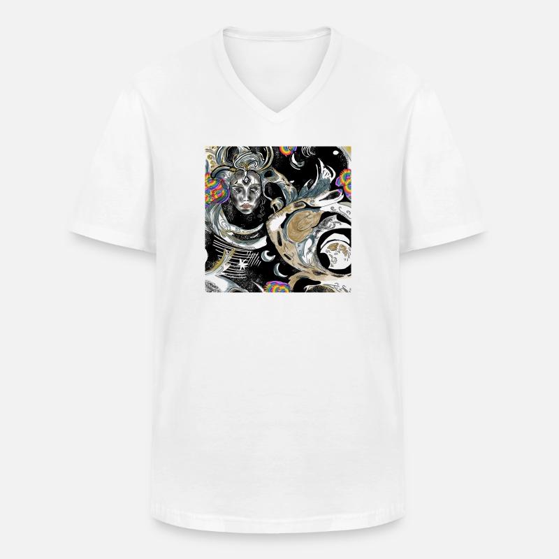 Celestial Wonder Fusion der Kunstfertigkeit - Männer-T-Shirt mit V-Ausschnitt - Weiß