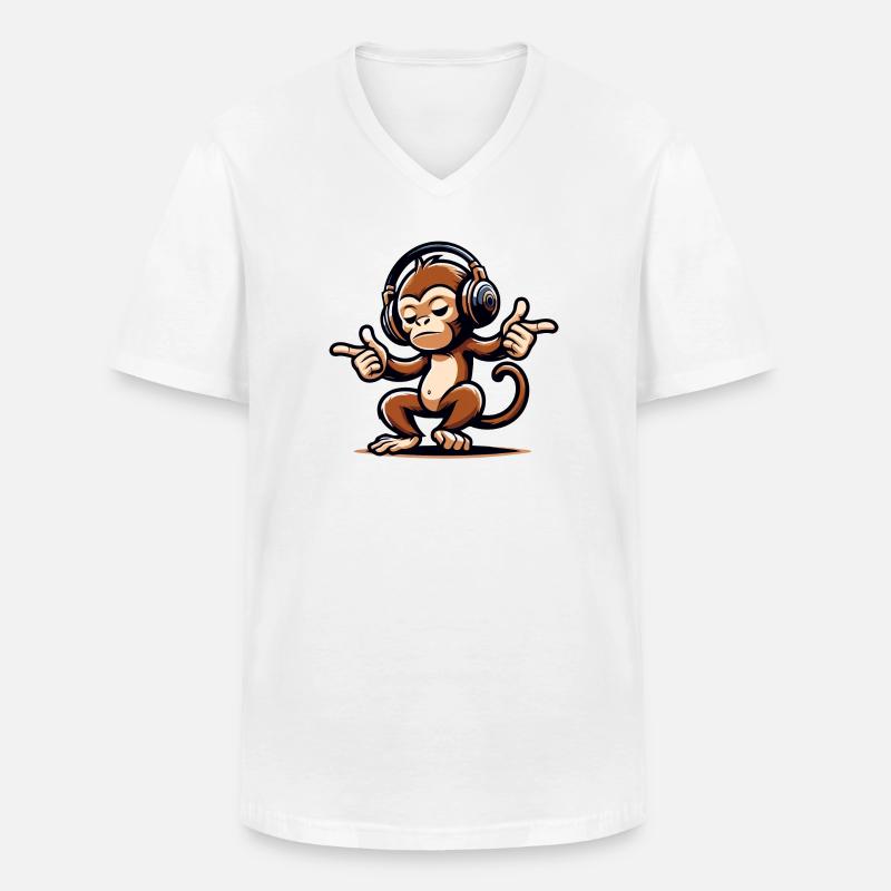 Der Mix Master Monkey - Männer-T-Shirt mit V-Ausschnitt - Weiß