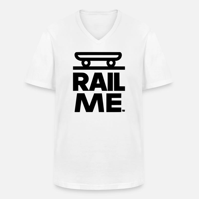 Schiene - Skateboard - Männer-T-Shirt mit V-Ausschnitt - Weiß