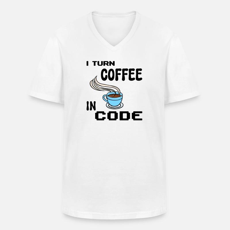 Programmeur de code Scripting Statement Développeur - T-shirt col V Homme - blanc