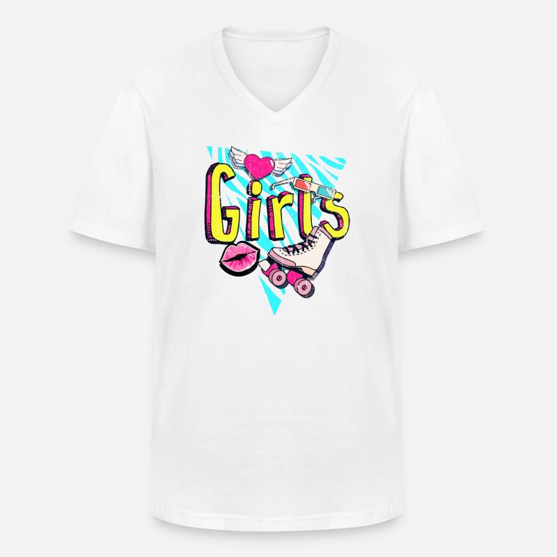 Mädchen Retro Roller Pop Art - Männer-T-Shirt mit V-Ausschnitt - Weiß