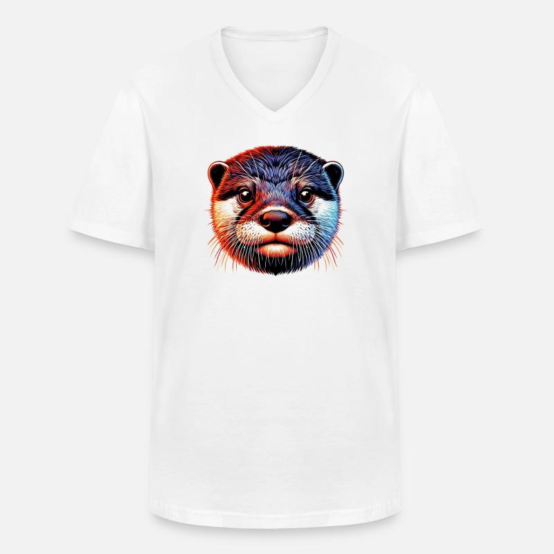 Otter - Männer-T-Shirt mit V-Ausschnitt - Weiß