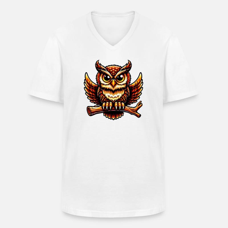 Eule - Männer-T-Shirt mit V-Ausschnitt - Weiß