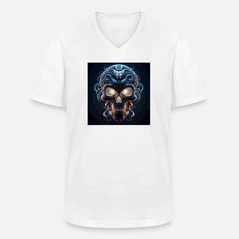 Schädel verschmolzen mit Snake 3D - Männer-T-Shirt mit V-Ausschnitt - Weiß