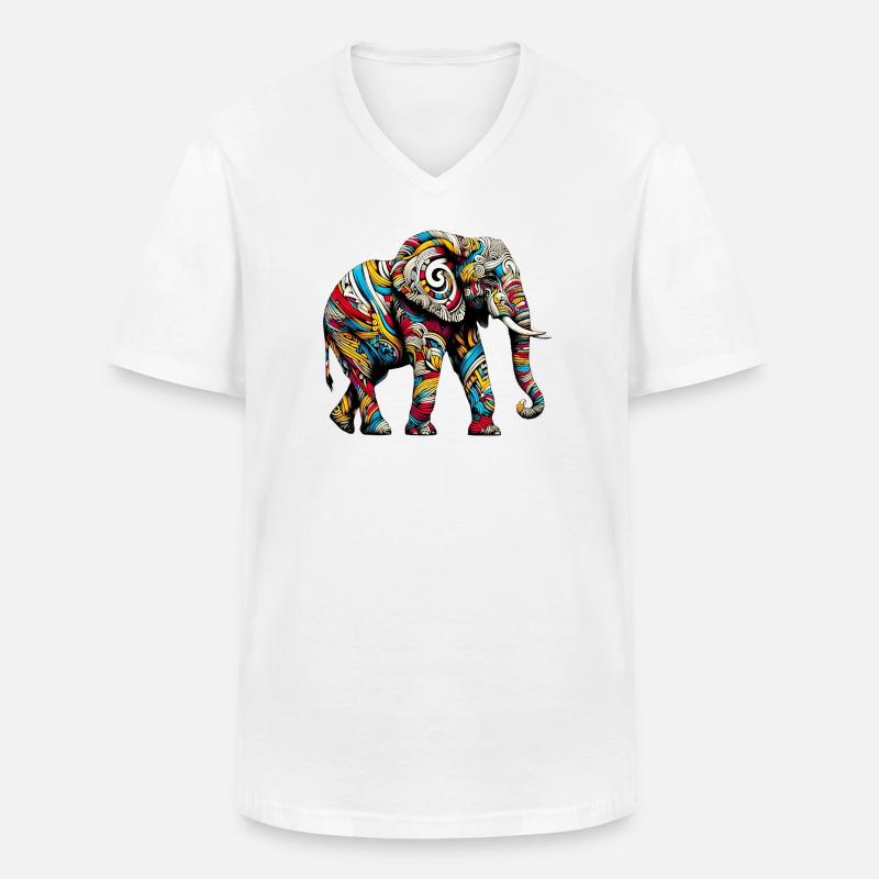 Elefant - Männer-T-Shirt mit V-Ausschnitt - Weiß