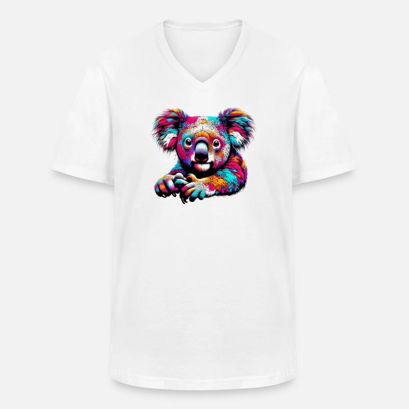 Koala - Männer-T-Shirt mit V-Ausschnitt - Weiß