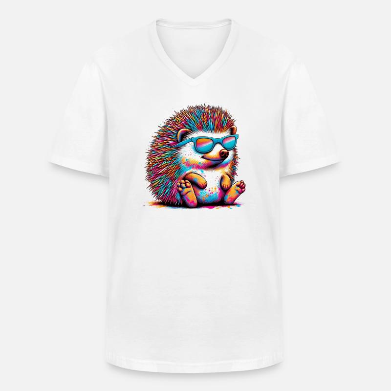 Igel mit Sonnenbrille - Männer-T-Shirt mit V-Ausschnitt - Weiß