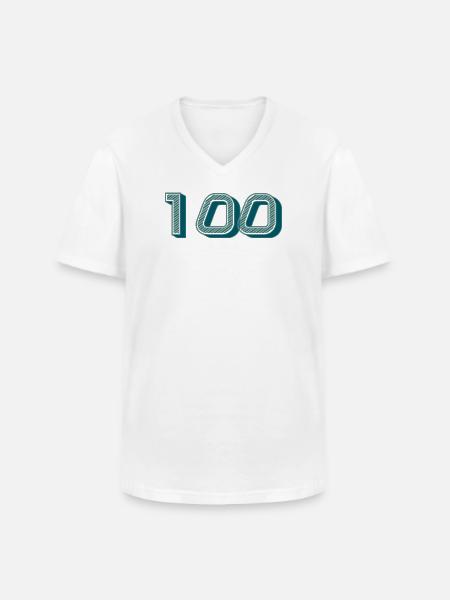 100. 100 ÅR. 100 års jubilæum. FØDSELSDAG 100 - Klassisk herre T-shirt med V-udskæring - hvid