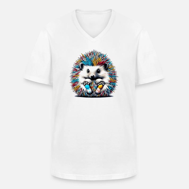 Igel - Männer-T-Shirt mit V-Ausschnitt - Weiß
