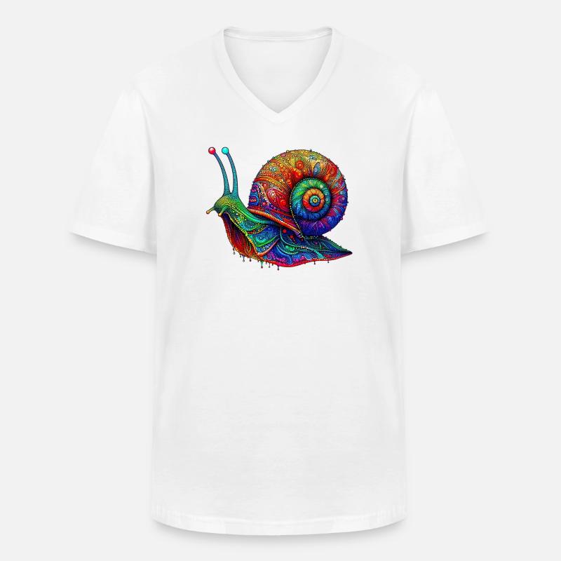 Schnecke - Männer-T-Shirt mit V-Ausschnitt - Weiß