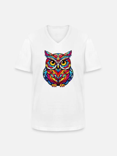 Owl - Men's V-Neck T-Shirt - white