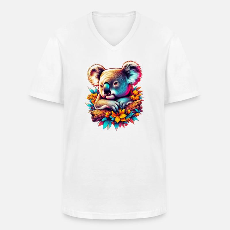 Koala - Männer-T-Shirt mit V-Ausschnitt - Weiß