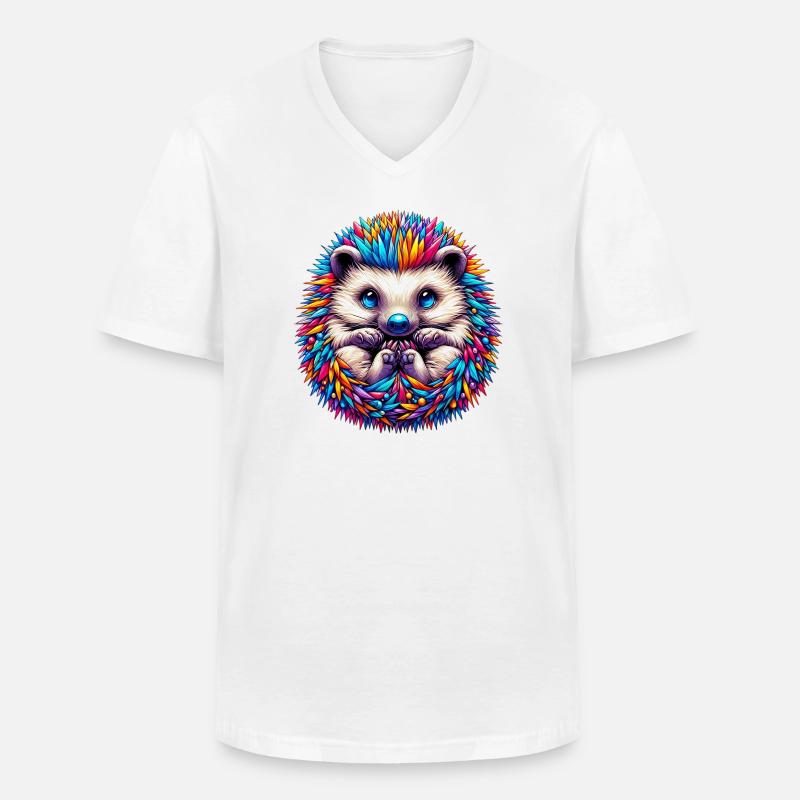 Igel - Männer-T-Shirt mit V-Ausschnitt - Weiß