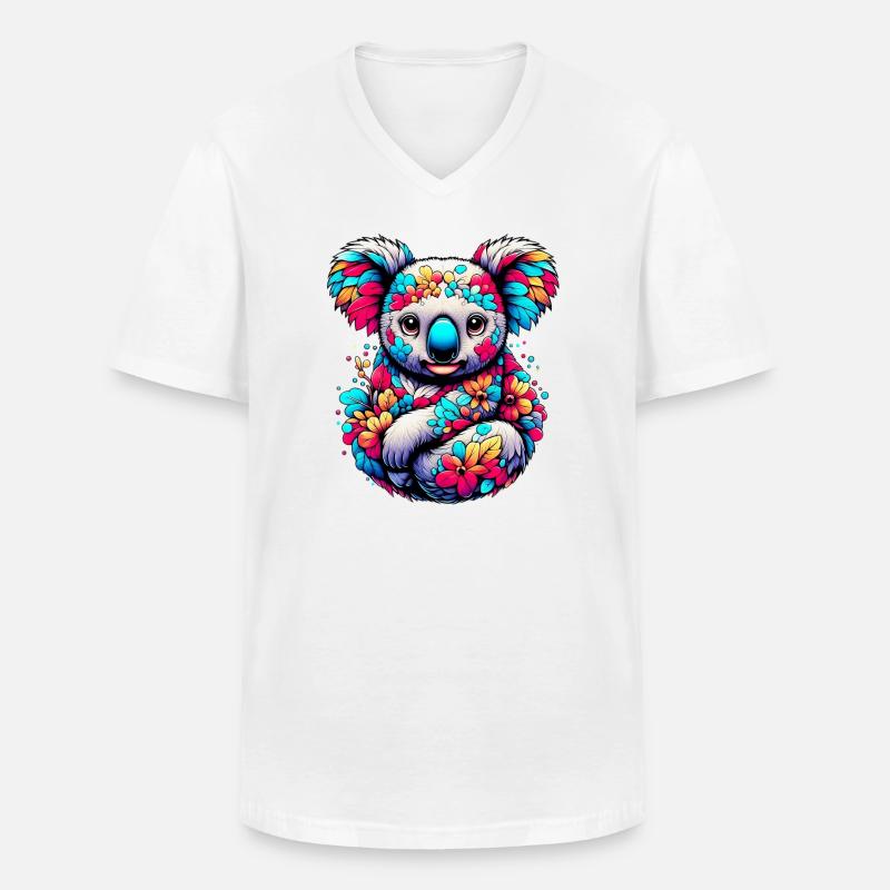Koala - Männer-T-Shirt mit V-Ausschnitt - Weiß