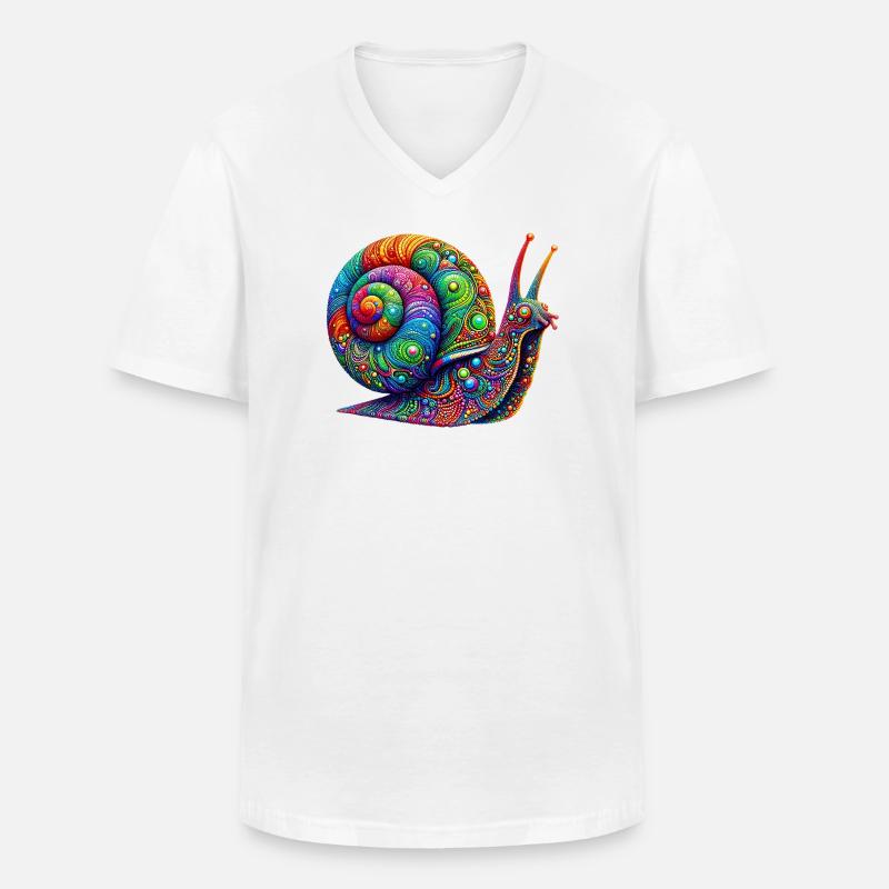 Schnecke - Männer-T-Shirt mit V-Ausschnitt - Weiß