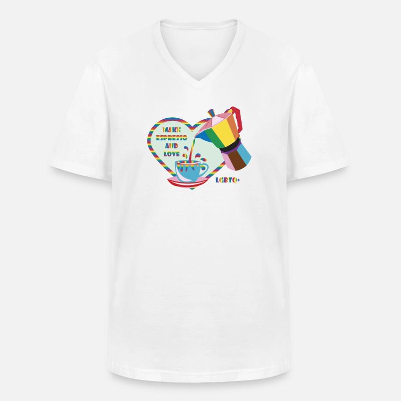 Espresso selber machen und :) lieben - Männer-T-Shirt mit V-Ausschnitt - Weiß