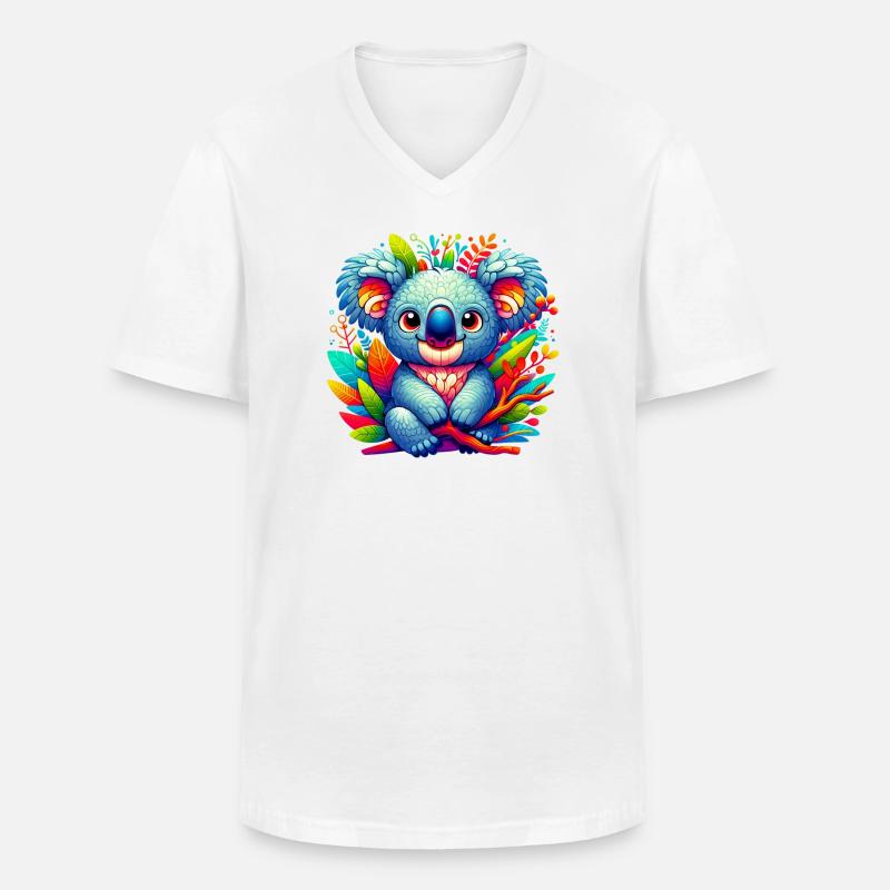Koala - Männer-T-Shirt mit V-Ausschnitt - Weiß