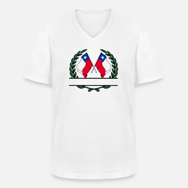 Fahnen Chile Lorbeerkranz Banner - Männer-T-Shirt mit V-Ausschnitt - Weiß