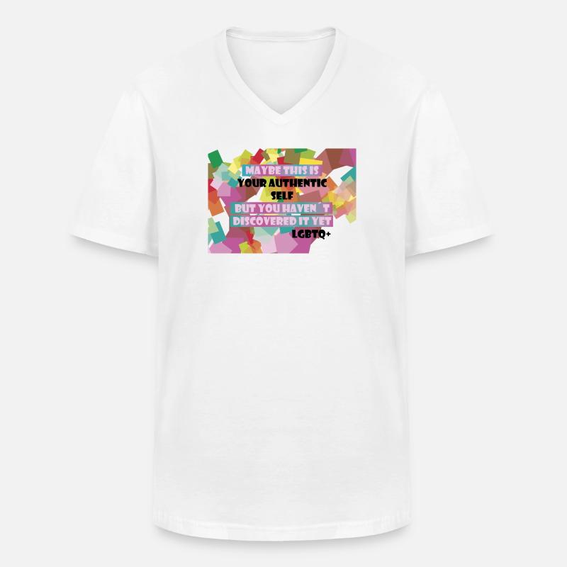 Wer bin ich? LGBTQ+? - Männer-T-Shirt mit V-Ausschnitt - Weiß