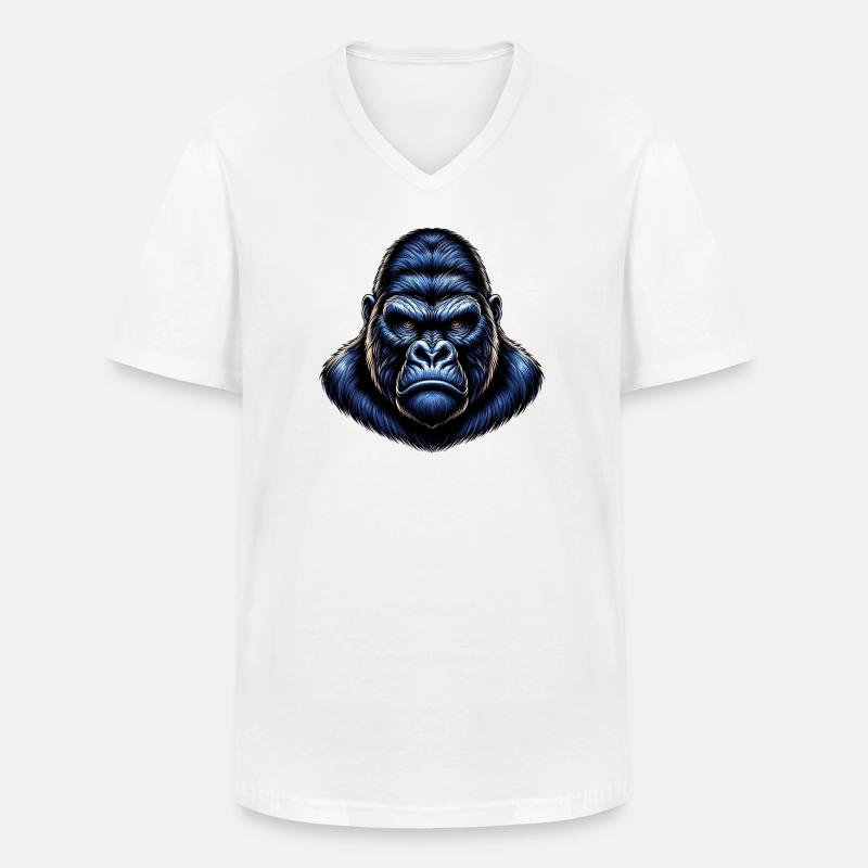 Gorilla - Männer-T-Shirt mit V-Ausschnitt - Weiß