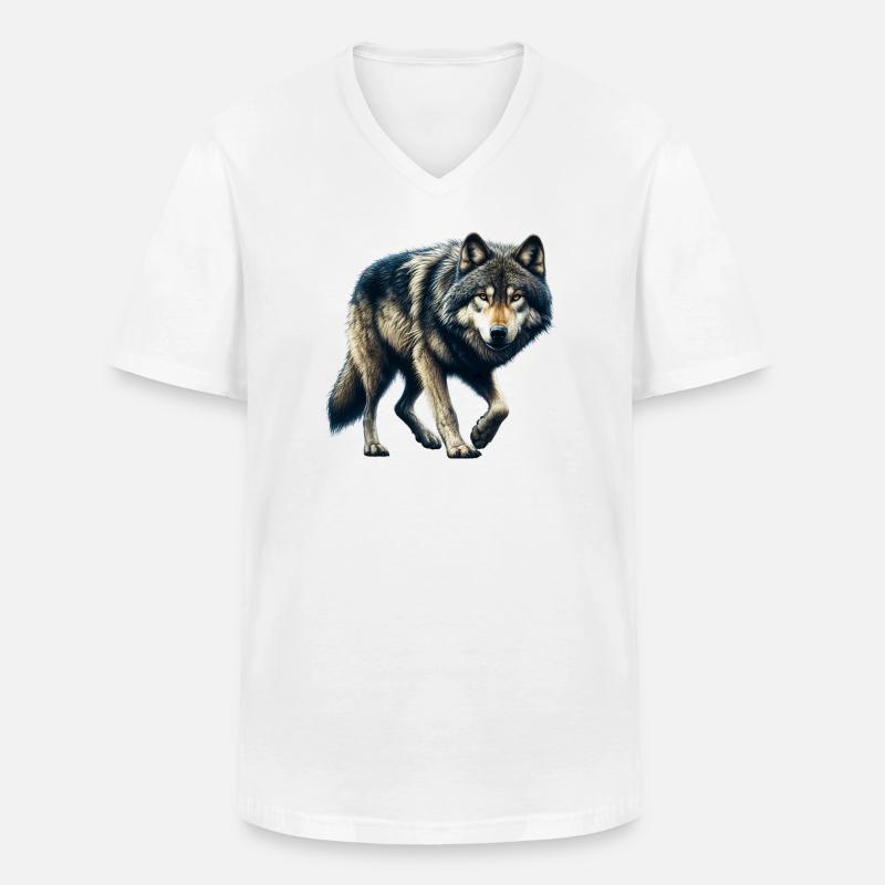 Wolf - Männer-T-Shirt mit V-Ausschnitt - Weiß