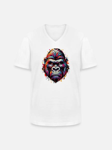 Gorille - T-shirt col V Homme - blanc