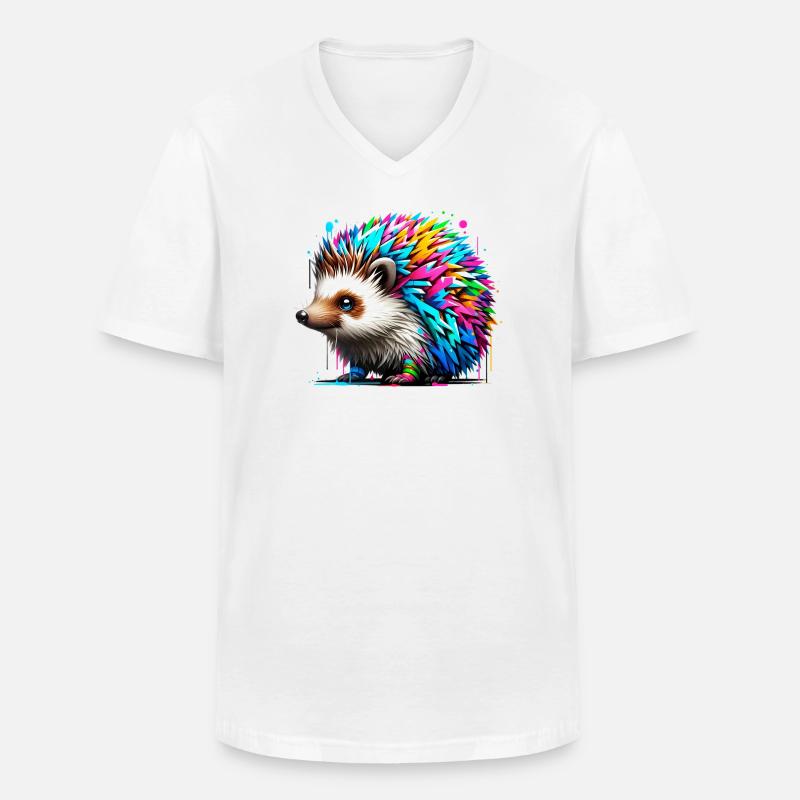 Igel - Männer-T-Shirt mit V-Ausschnitt - Weiß