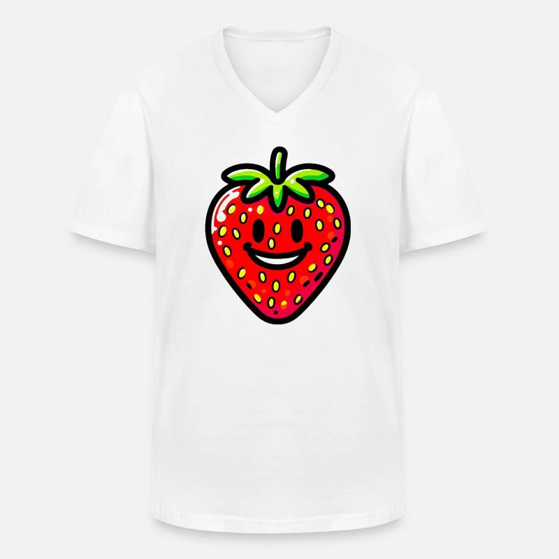 Erdbeer-Erdbeeren - Männer-T-Shirt mit V-Ausschnitt - Weiß