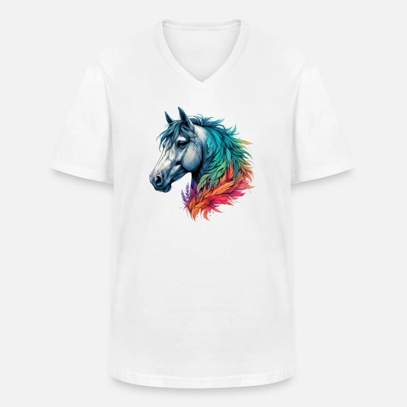 Pferd - Männer-T-Shirt mit V-Ausschnitt - Weiß