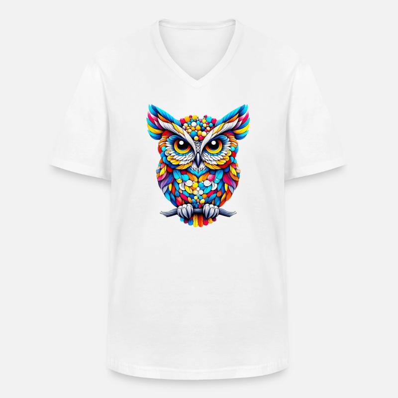 Eule - Männer-T-Shirt mit V-Ausschnitt - Weiß