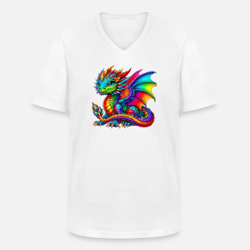 Drache - Männer-T-Shirt mit V-Ausschnitt - Weiß