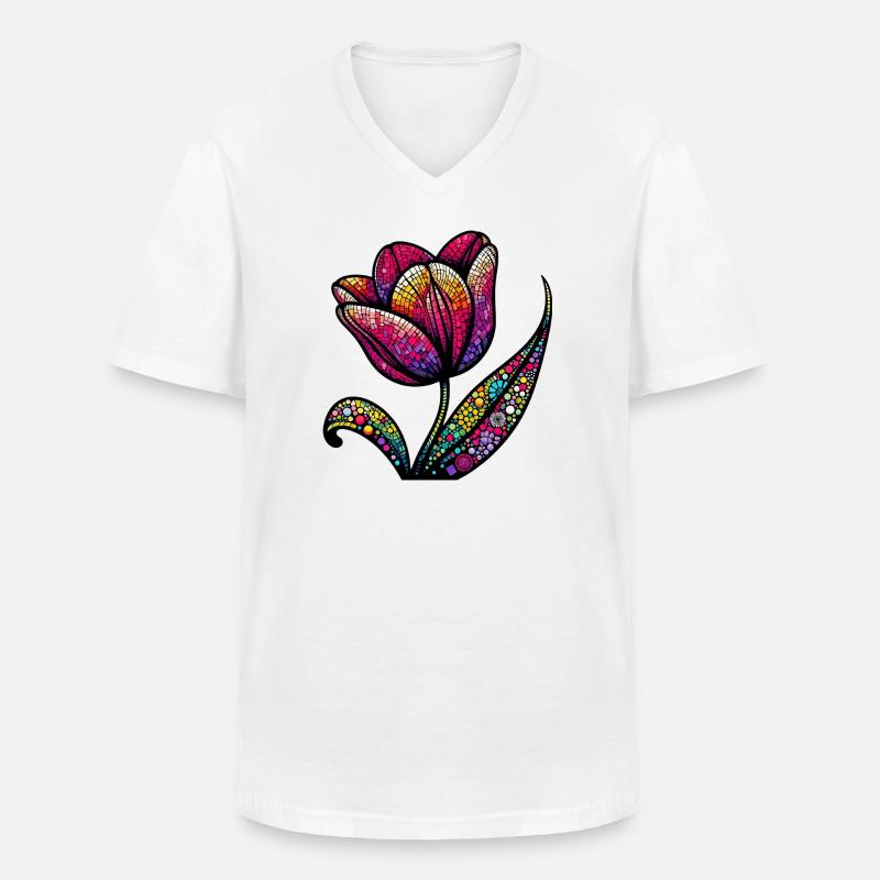 Tulpe - Männer-T-Shirt mit V-Ausschnitt - Weiß