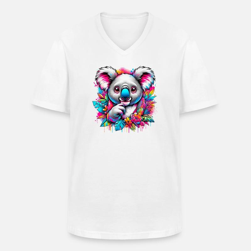Koala - Männer-T-Shirt mit V-Ausschnitt - Weiß