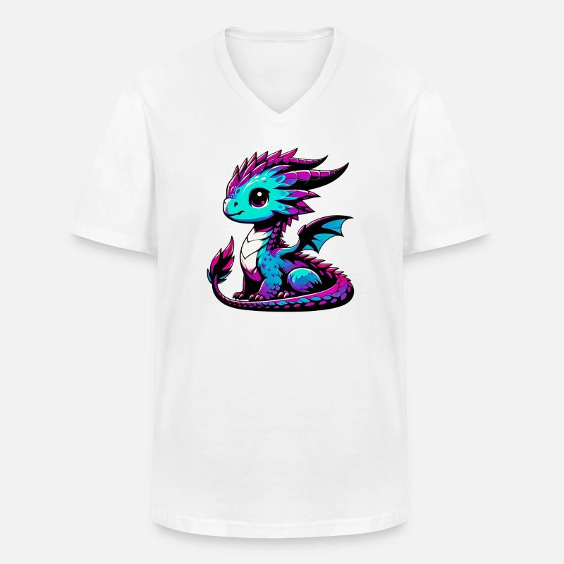 Drache - Männer-T-Shirt mit V-Ausschnitt - Weiß