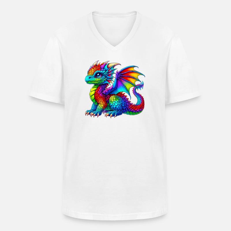 Drache - Männer-T-Shirt mit V-Ausschnitt - Weiß
