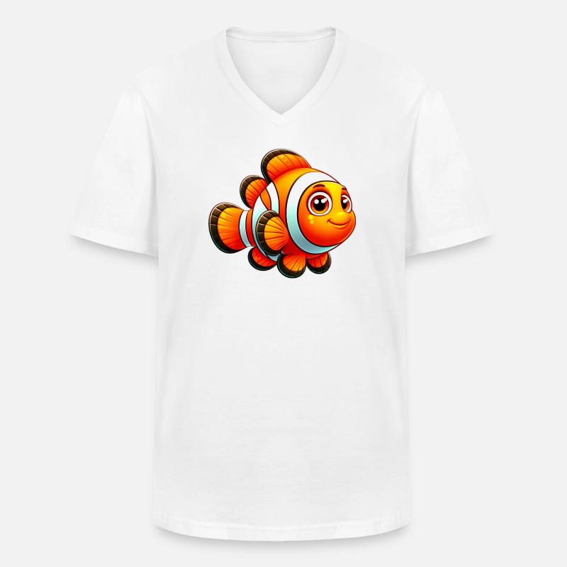 Clownfisch - Männer-T-Shirt mit V-Ausschnitt - Weiß