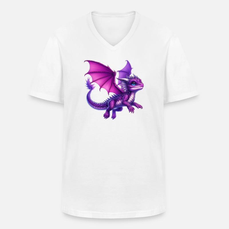 Drache - Männer-T-Shirt mit V-Ausschnitt - Weiß