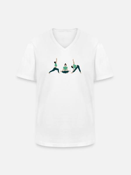 Power yoga i gymnastiksalen grøn - Klassisk herre T-shirt med V-udskæring - hvid