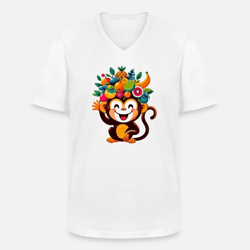 Affe - Männer-T-Shirt mit V-Ausschnitt - Weiß