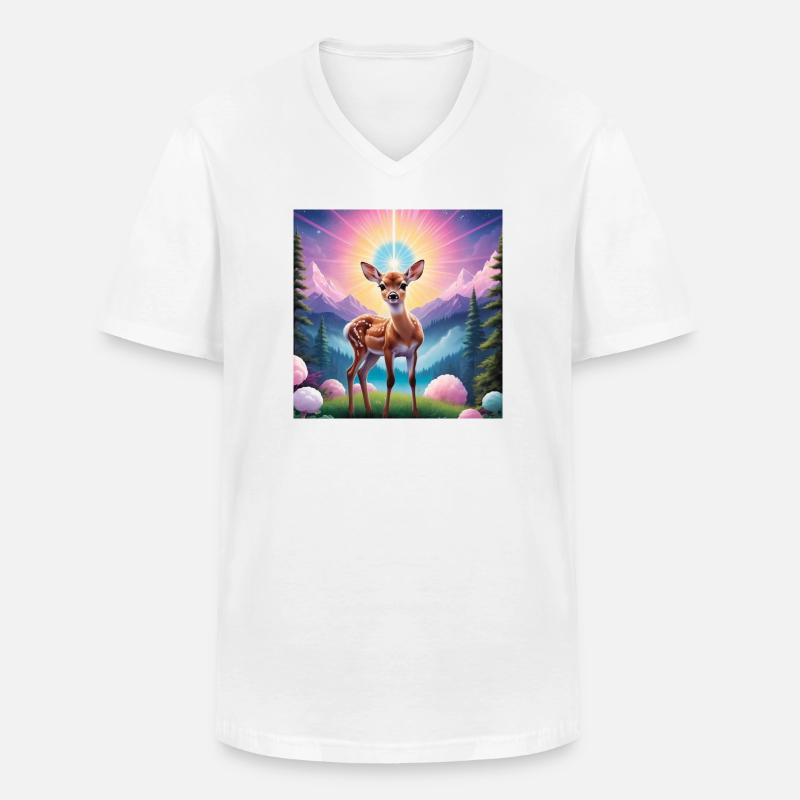 Rehkitz - Männer-T-Shirt mit V-Ausschnitt - Weiß