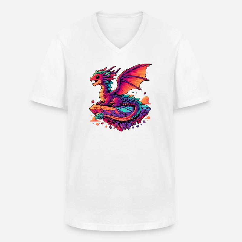 Drache - Männer-T-Shirt mit V-Ausschnitt - Weiß
