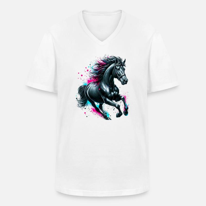 Pferd - Männer-T-Shirt mit V-Ausschnitt - Weiß