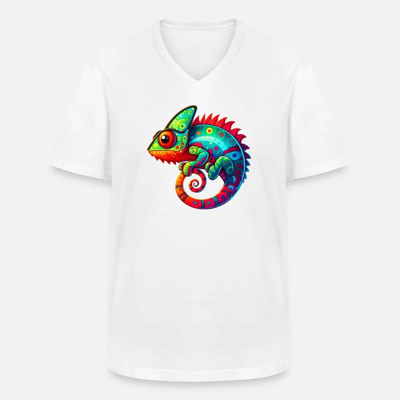 Chamäleon - Männer-T-Shirt mit V-Ausschnitt - Weiß