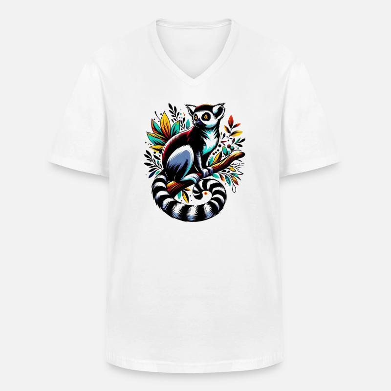Lemur - Männer-T-Shirt mit V-Ausschnitt - Weiß