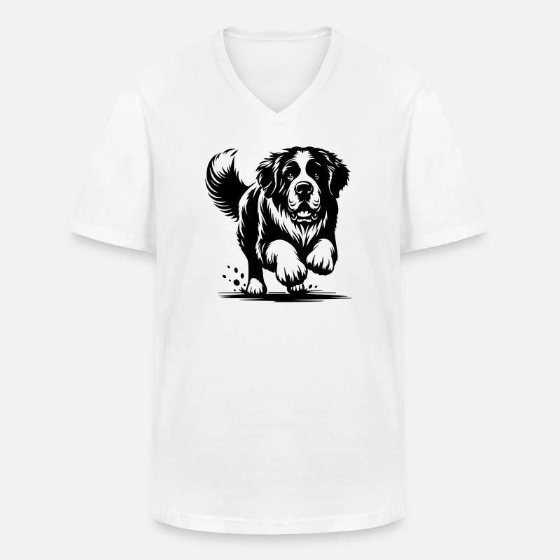 Bernhardiner - Männer-T-Shirt mit V-Ausschnitt - Weiß