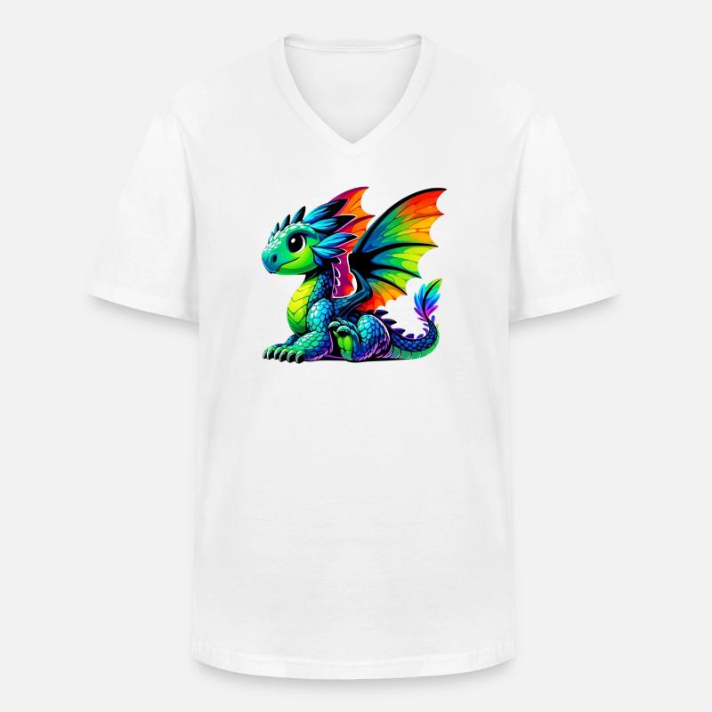 Drache - Männer-T-Shirt mit V-Ausschnitt - Weiß